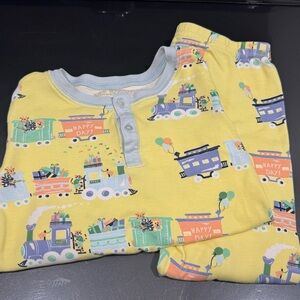 The Beaufort Bonnet Company TBBC Kids Train Pajamas - Yellow